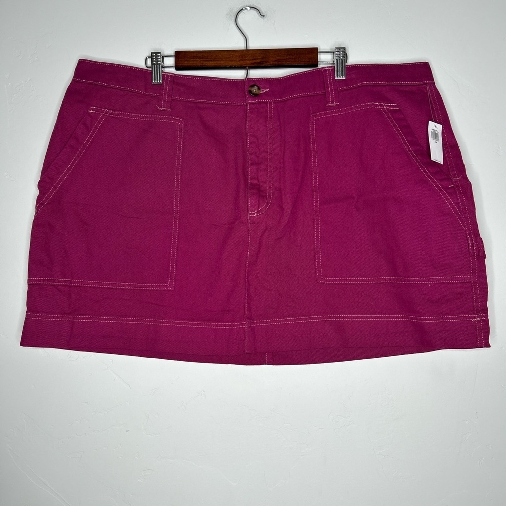 NWT Old Navy Fuchsia Denim Cargo Mini Skirt Size 22 Spring Summer Festival